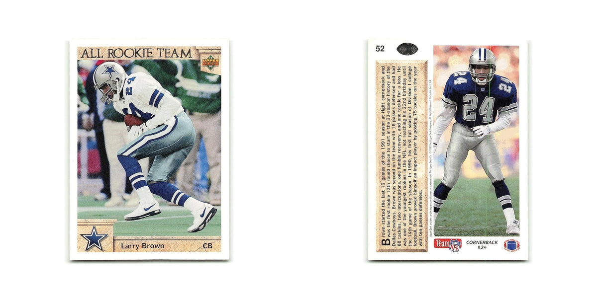 Larry Brown Rookie 1992 Upper Deck #52 Dallas Cowboys Football Card NM