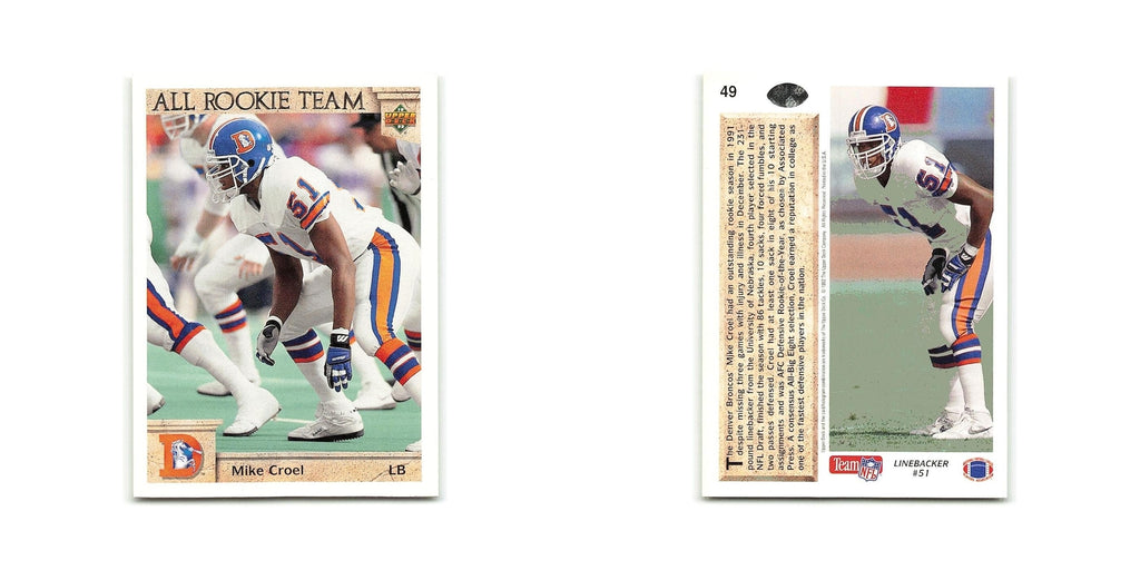 Mike Croel Rookie 1992 Upper Deck #49 Denver Broncos Football Card NM