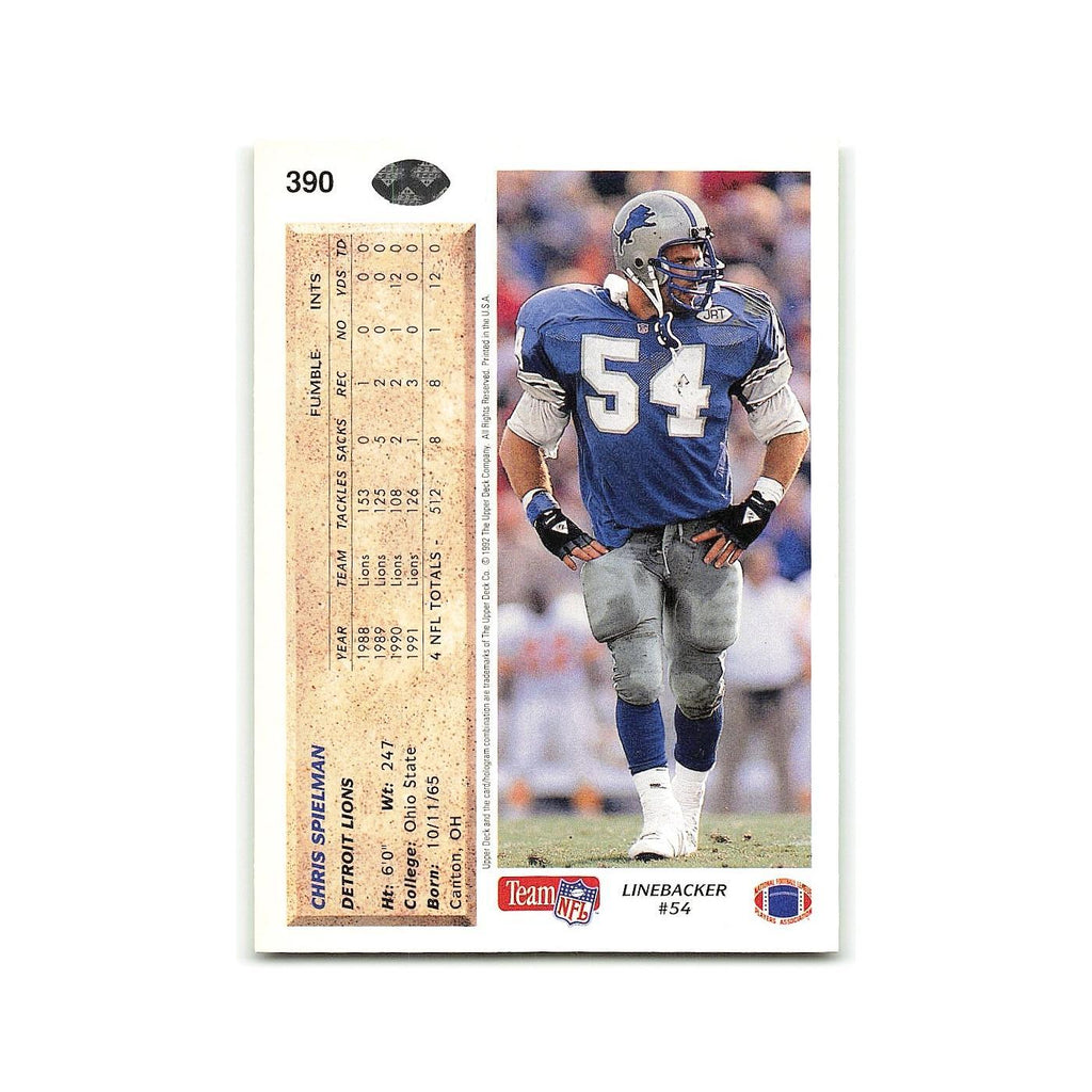 Chris Spielman 1992 Upper Deck #390 Detroit Lions Football Card NM