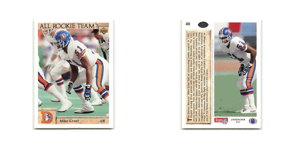 Mike Croel Rookie 1992 Upper Deck #49 Denver Broncos Football Card NM