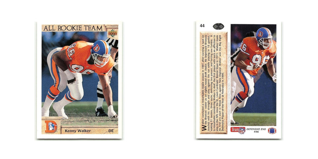 Kenny Walker Rookie 1992 Upper Deck #44 Denver Broncos Football Card NM