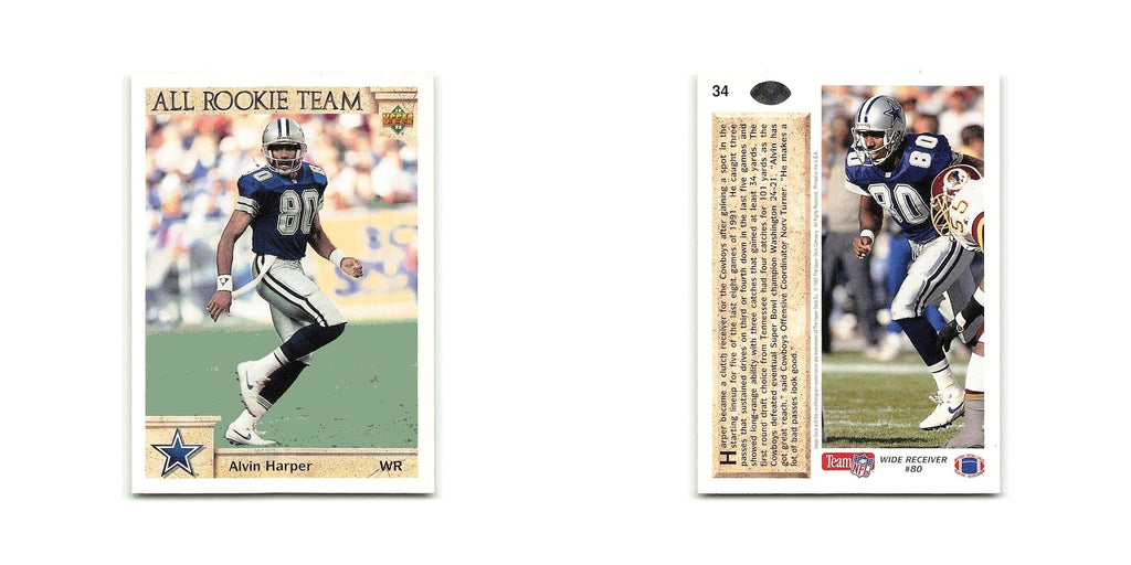 Alvin Harper Rookie 1992 Upper Deck #34 Dallas Cowboys Football Card NM