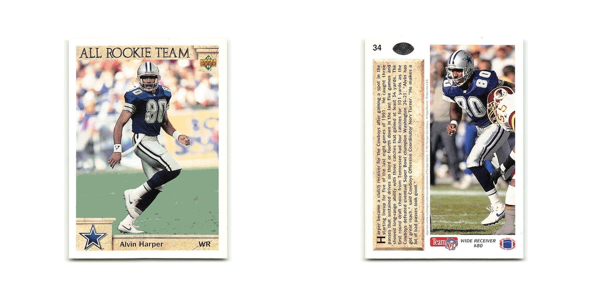 Alvin Harper Rookie 1992 Upper Deck #34 Dallas Cowboys Football Card NM