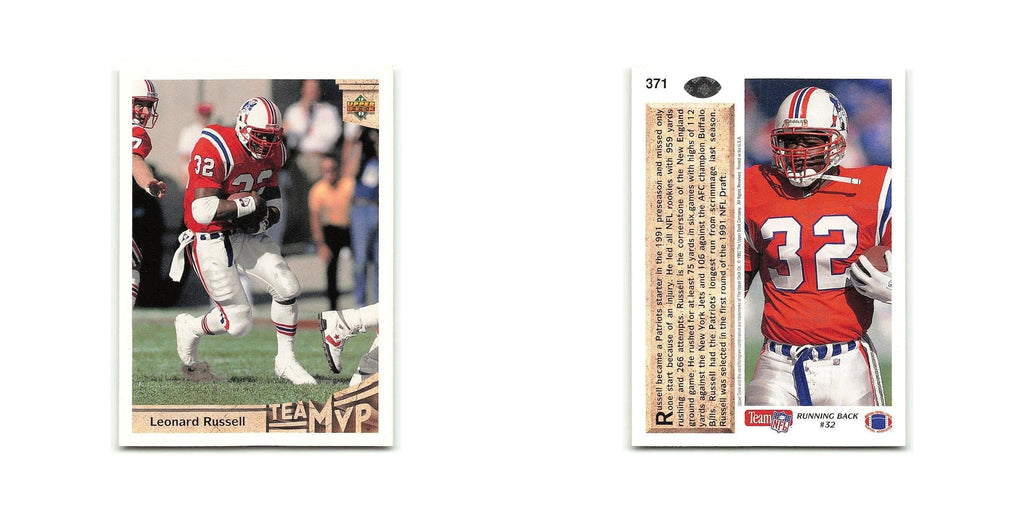 Leonard Russell 1992 Upper Deck #371 New England Patriots Football Card NM