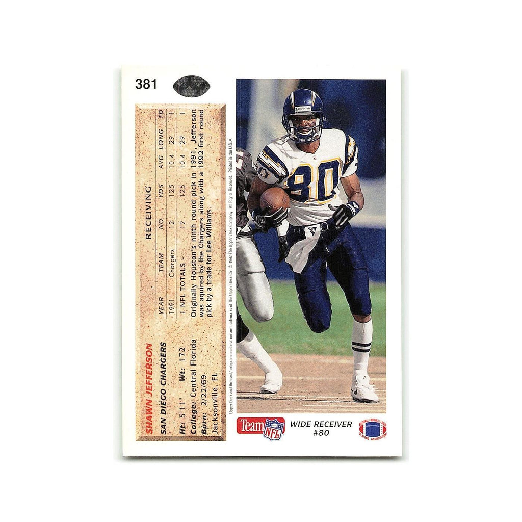Shawn Jefferson 1992 Upper Deck #381 San Diego Chargers Football Card NM