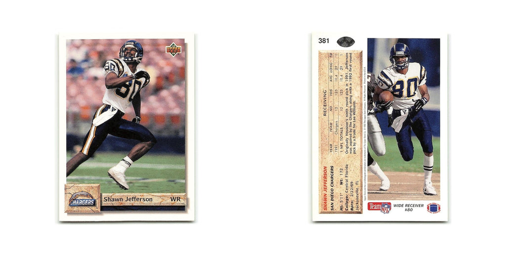 Shawn Jefferson 1992 Upper Deck #381 San Diego Chargers Football Card NM