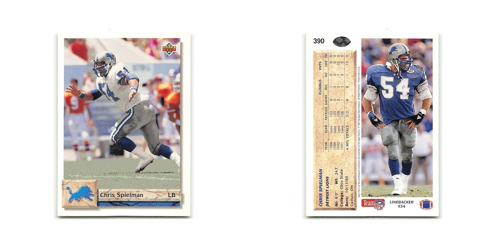 Chris Spielman 1992 Upper Deck #390 Detroit Lions Football Card NM