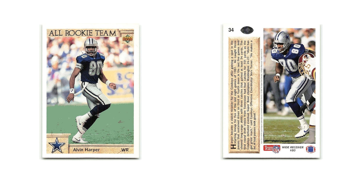 Alvin Harper Rookie 1992 Upper Deck #34 Dallas Cowboys Football Card NM