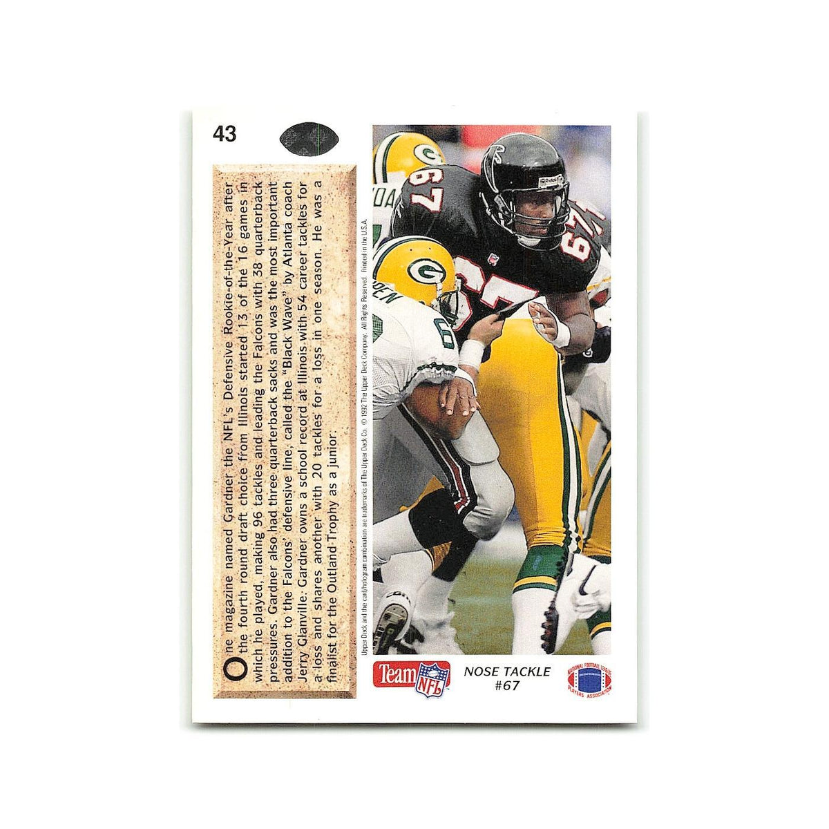 Moe Gardner Rookie 1992 Upper Deck #43 Atlanta Falcons Football Card NM