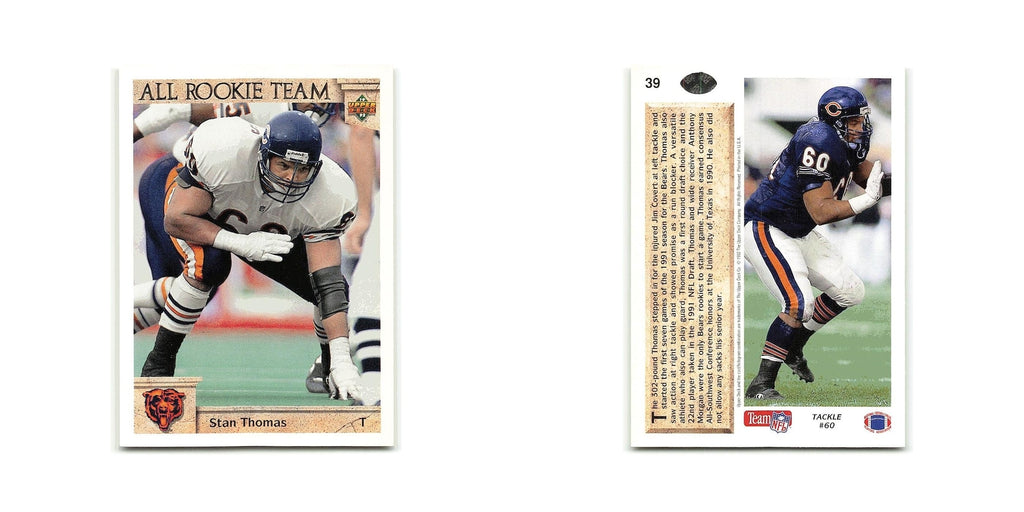 Stan Thomas Rookie 1992 Upper Deck #39 Chicago Bears Football Card NM