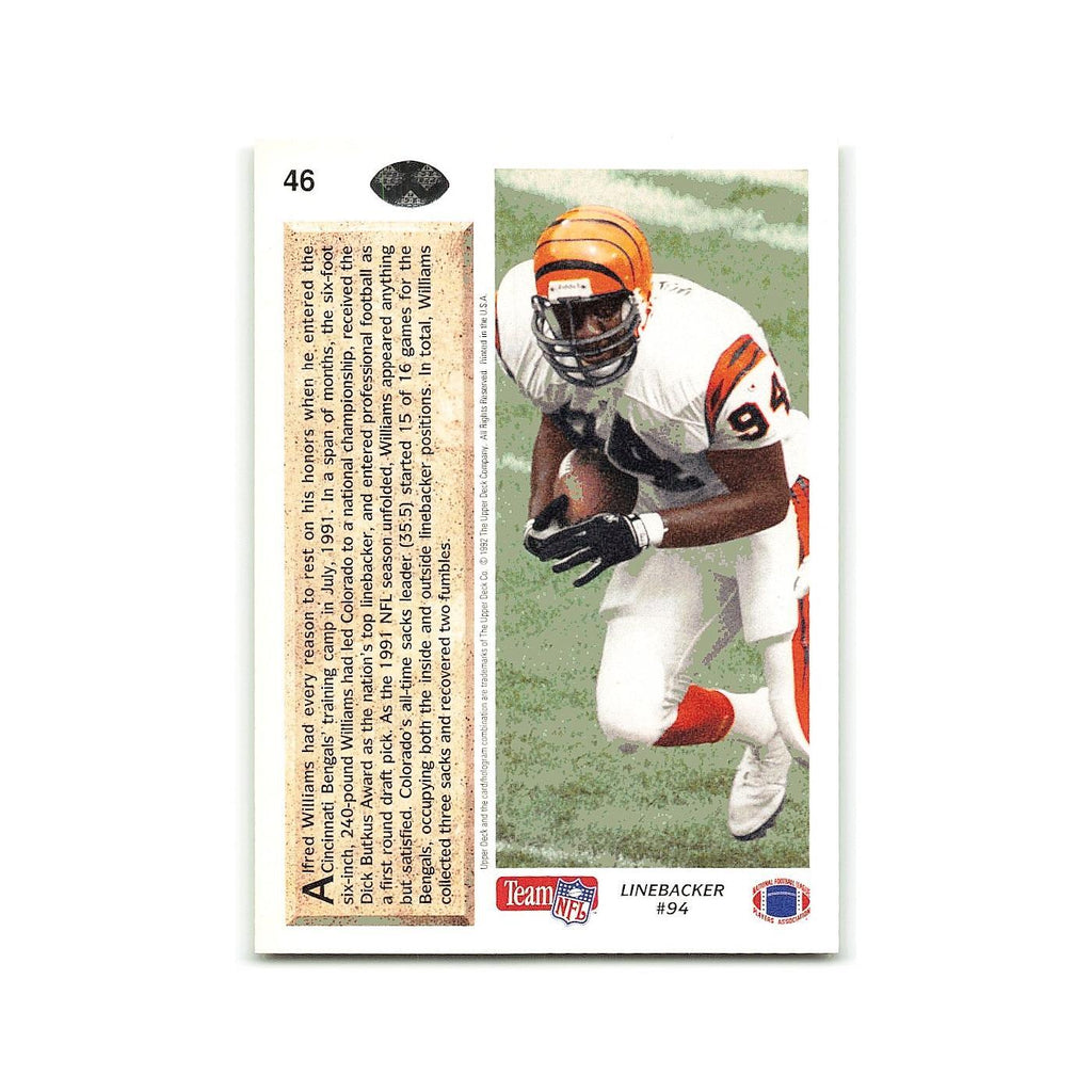 Alfred Williams Rookie 1992 Upper Deck #46 Cincinnati Bengals Football Card NM