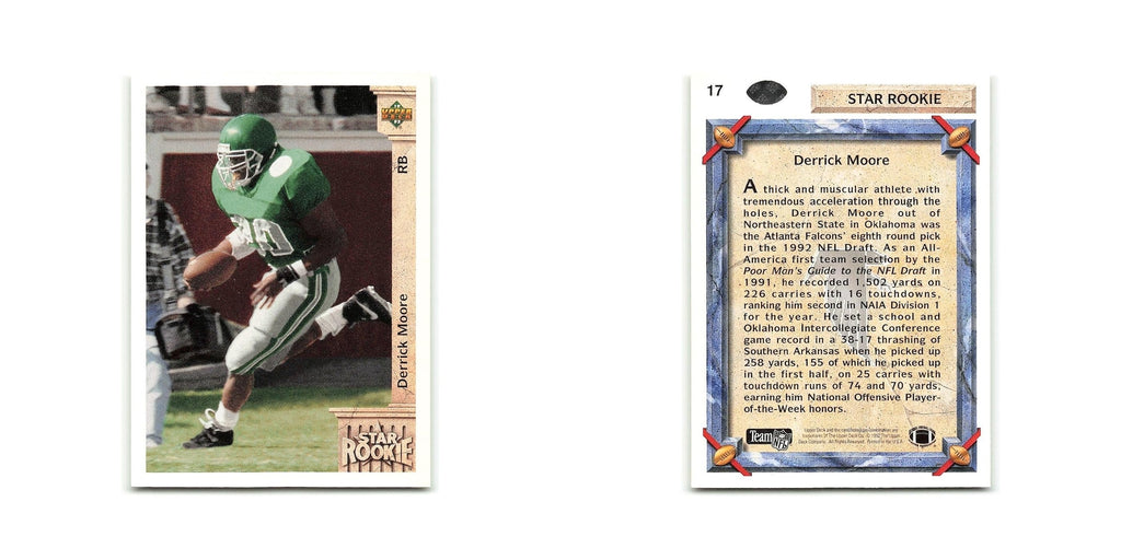 Derrick Moore Rookie 1992 Upper Deck #17 Atlanta Falcons Football Card NM