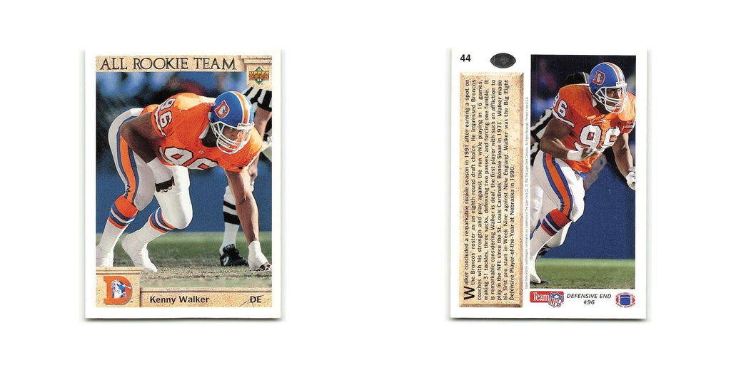 Kenny Walker Rookie 1992 Upper Deck #44 Denver Broncos Football Card NM