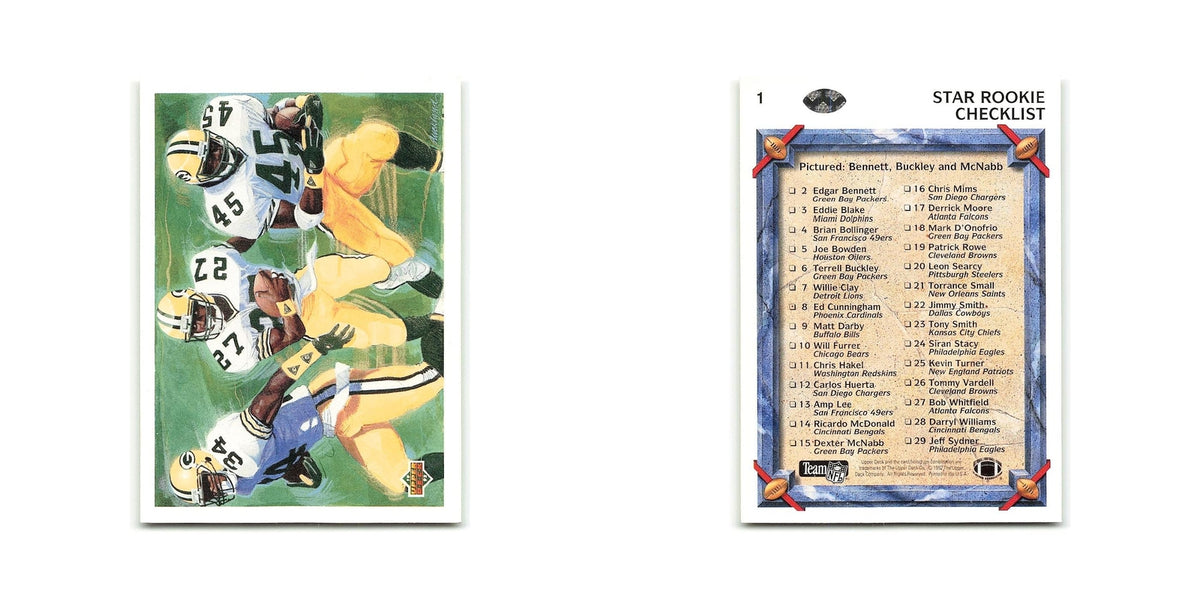Bennett Buckley McNabb 1992 Upper Deck #1 Star Rookie Checklist Football Card NM