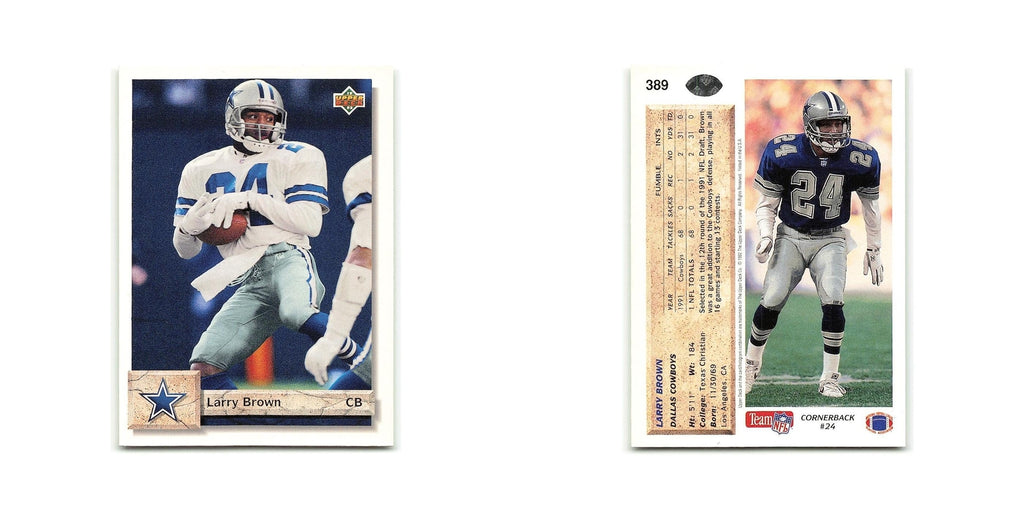 Larry Brown 1992 Upper Deck #389 Dallas Cowboys Football Card NM