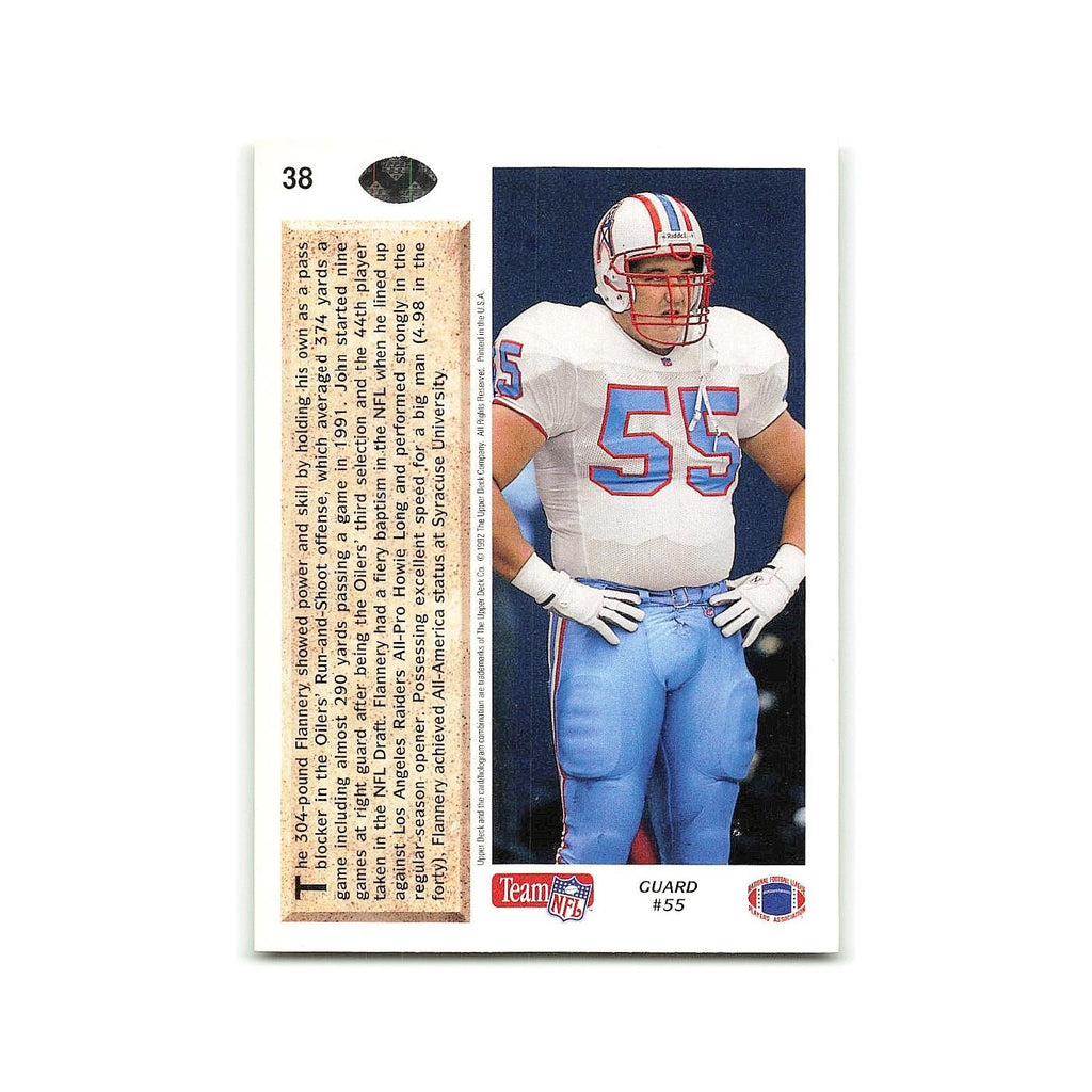 John Flannery Rookie 1992 Upper Deck #38 Houston Oilers Football Card NM