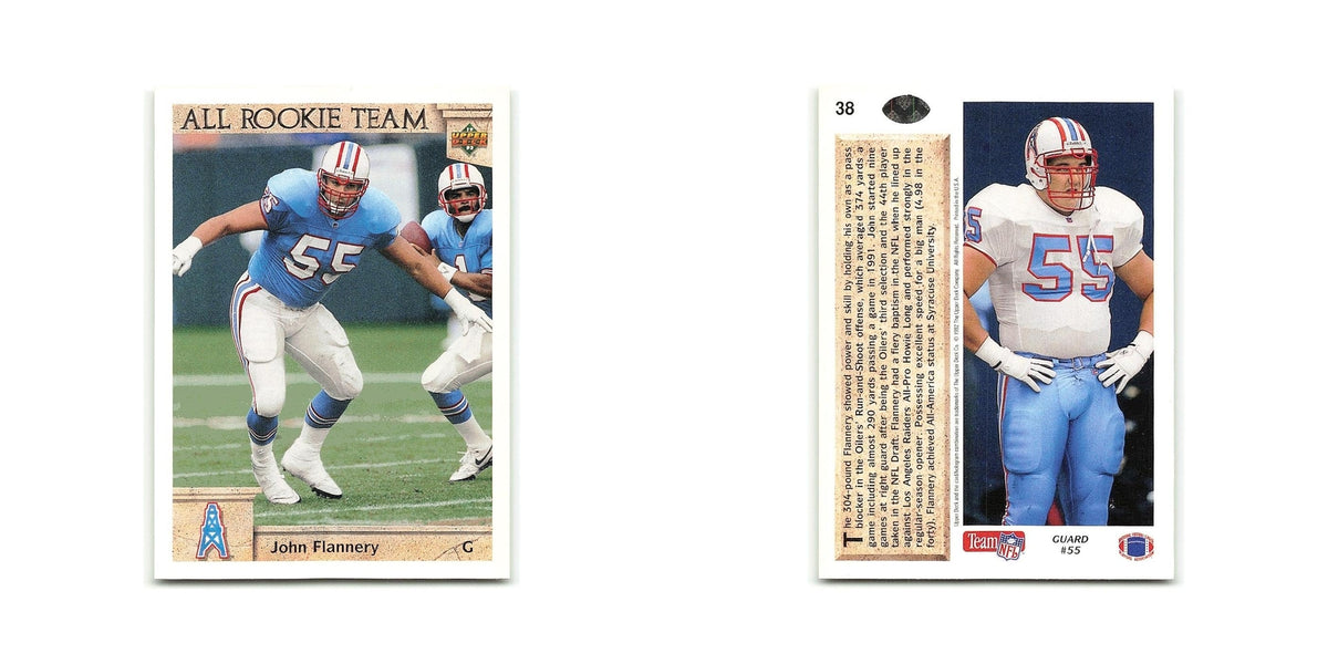 John Flannery Rookie 1992 Upper Deck #38 Houston Oilers Football Card NM