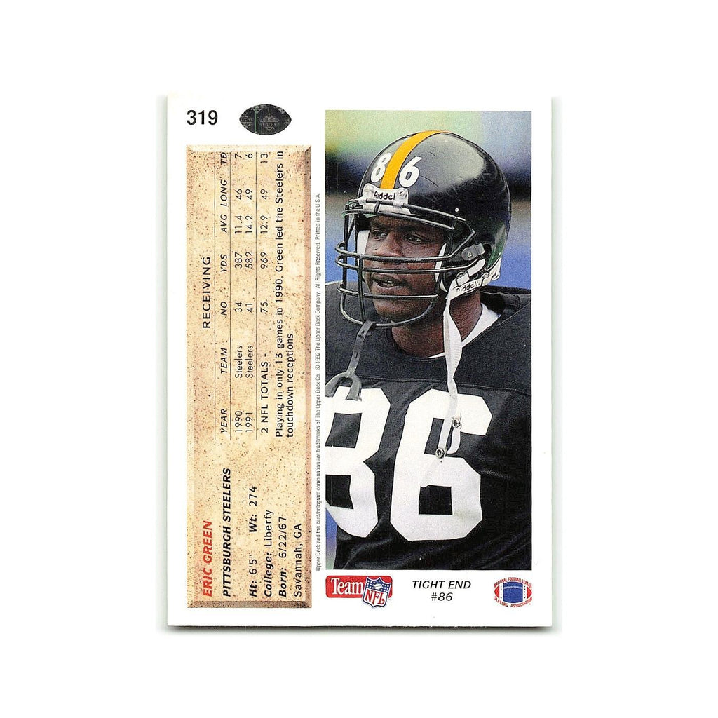 Eric Green 1992 Upper Deck #319 Pittsburgh Steelers Football Card NM