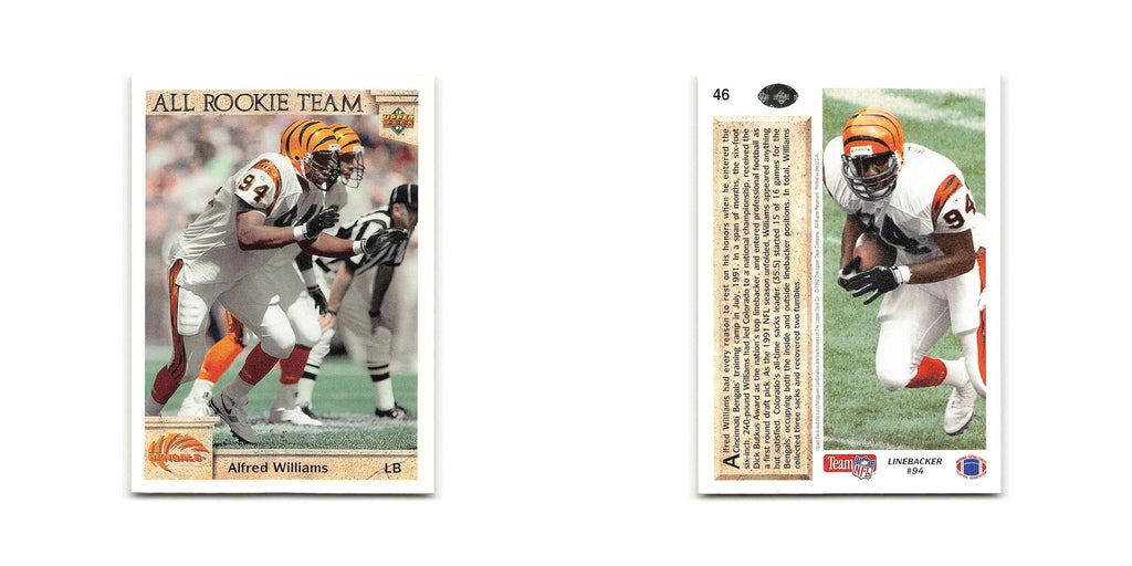 Alfred Williams Rookie 1992 Upper Deck #46 Cincinnati Bengals Football Card NM