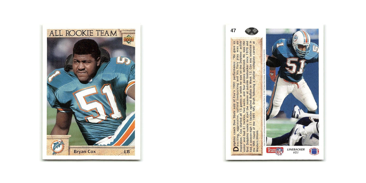 Bryan Cox Rookie 1992 Upper Deck #47 Miami Dolphins Football Card NM