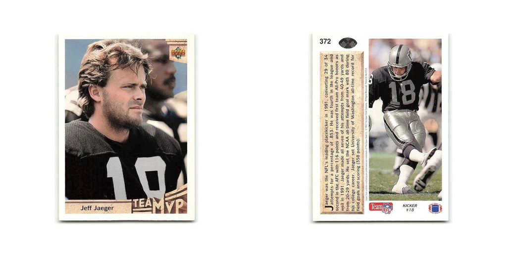 Jeff Jaeger 1992 Upper Deck #372 Los Angeles Raiders Football Card NM