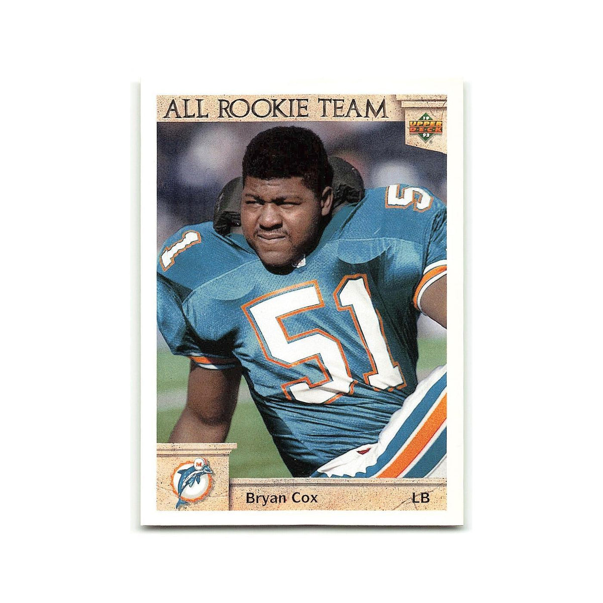 Bryan Cox Rookie 1992 Upper Deck #47 Miami Dolphins Football Card NM