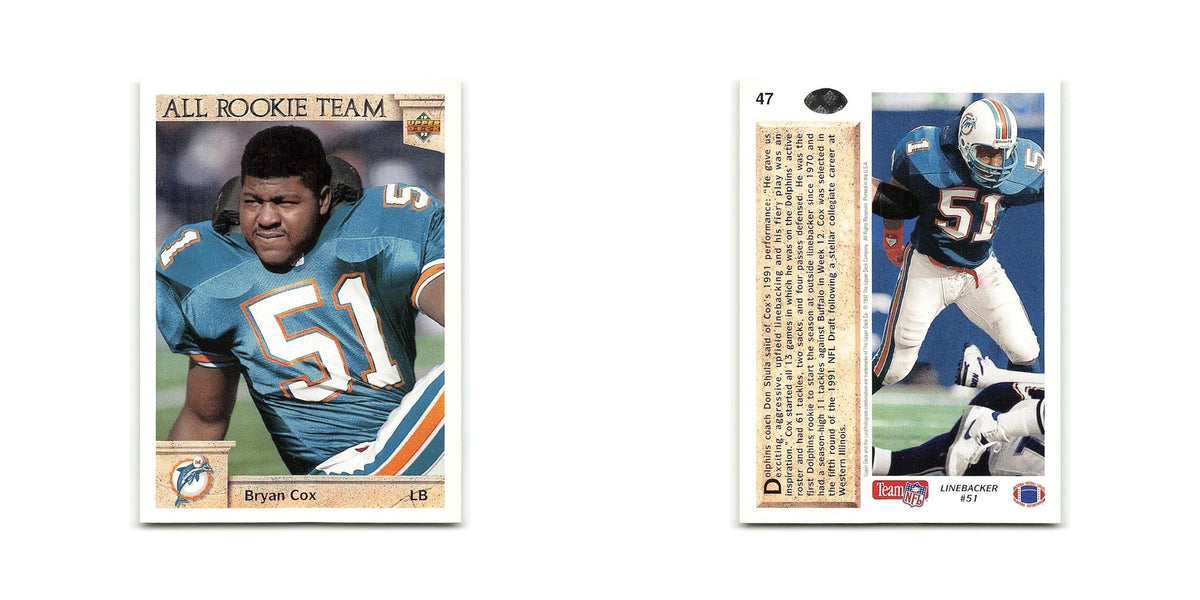 Bryan Cox Rookie 1992 Upper Deck #47 Miami Dolphins Football Card NM