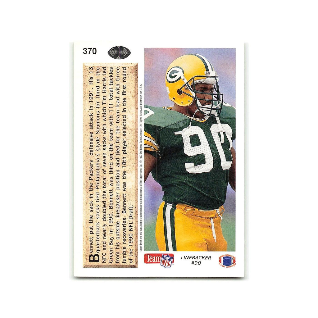 Tony Bennett 1992 Upper Deck #370 Green Bay Packers Football Card NM