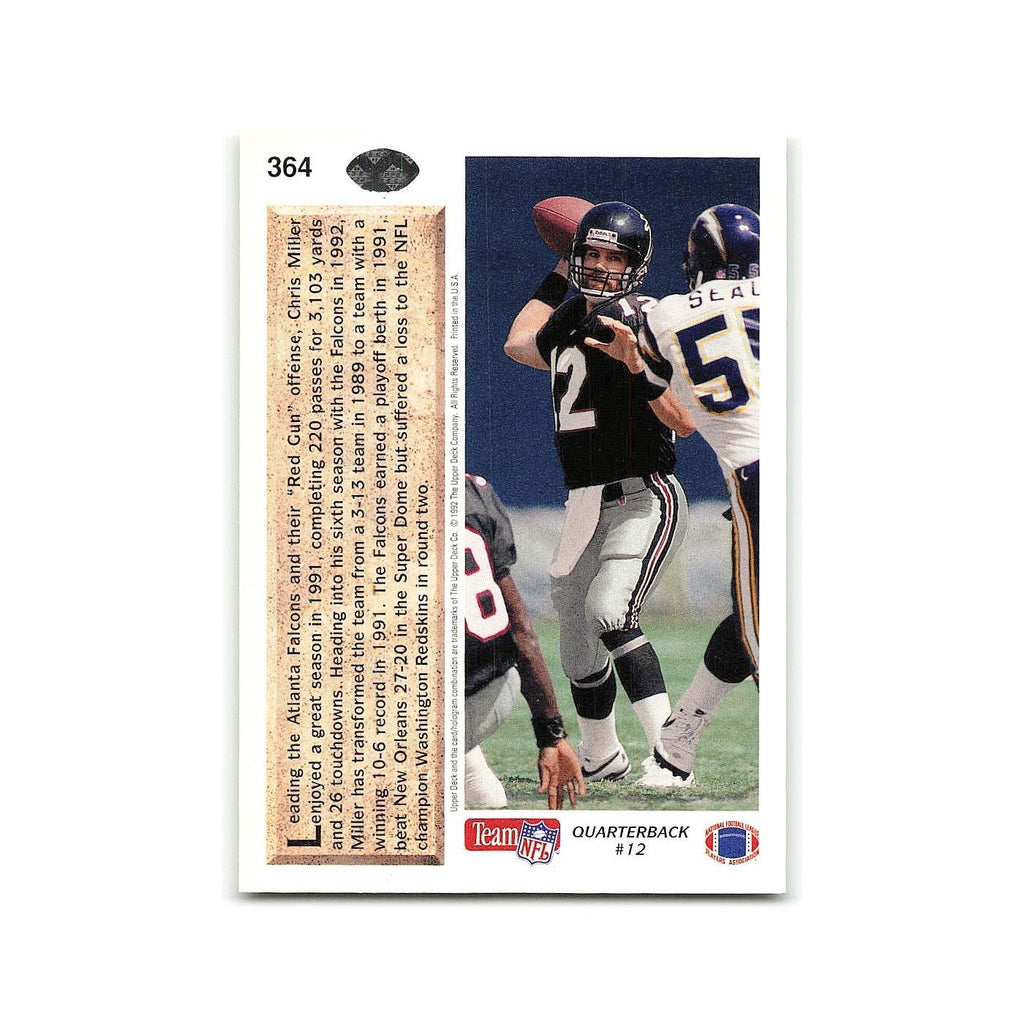 Chris Miller 1992 Upper Deck #364 Atlanta Falcons Football Card NM