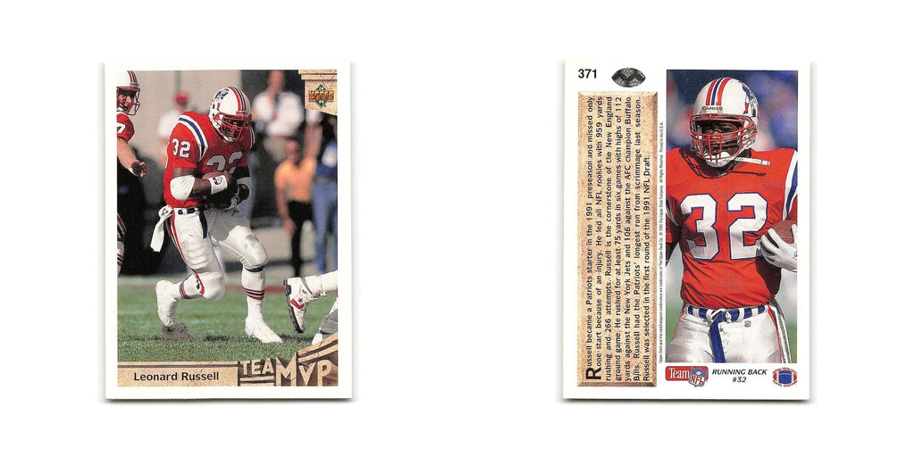 Leonard Russell 1992 Upper Deck #371 New England Patriots Football Card NM