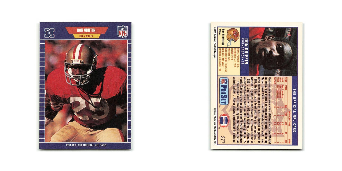 Don Griffin 1989 Pro Set #377 San Francisco 49ers Football Card NM