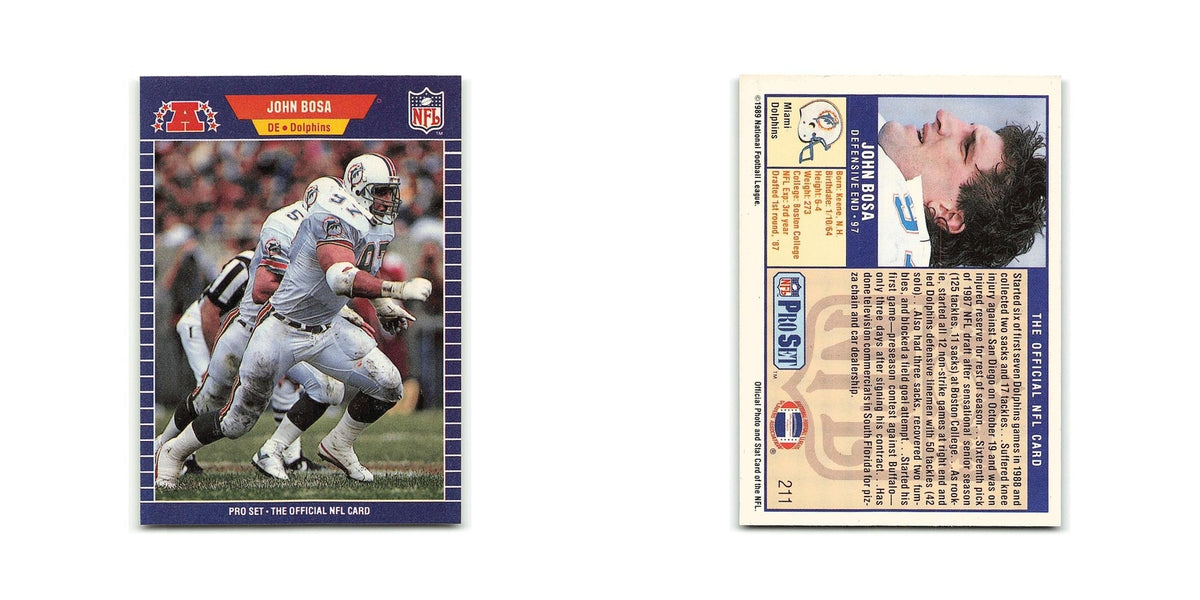 John Bosa 1989 Pro Set #211 Miami Dolphins Football Card NM