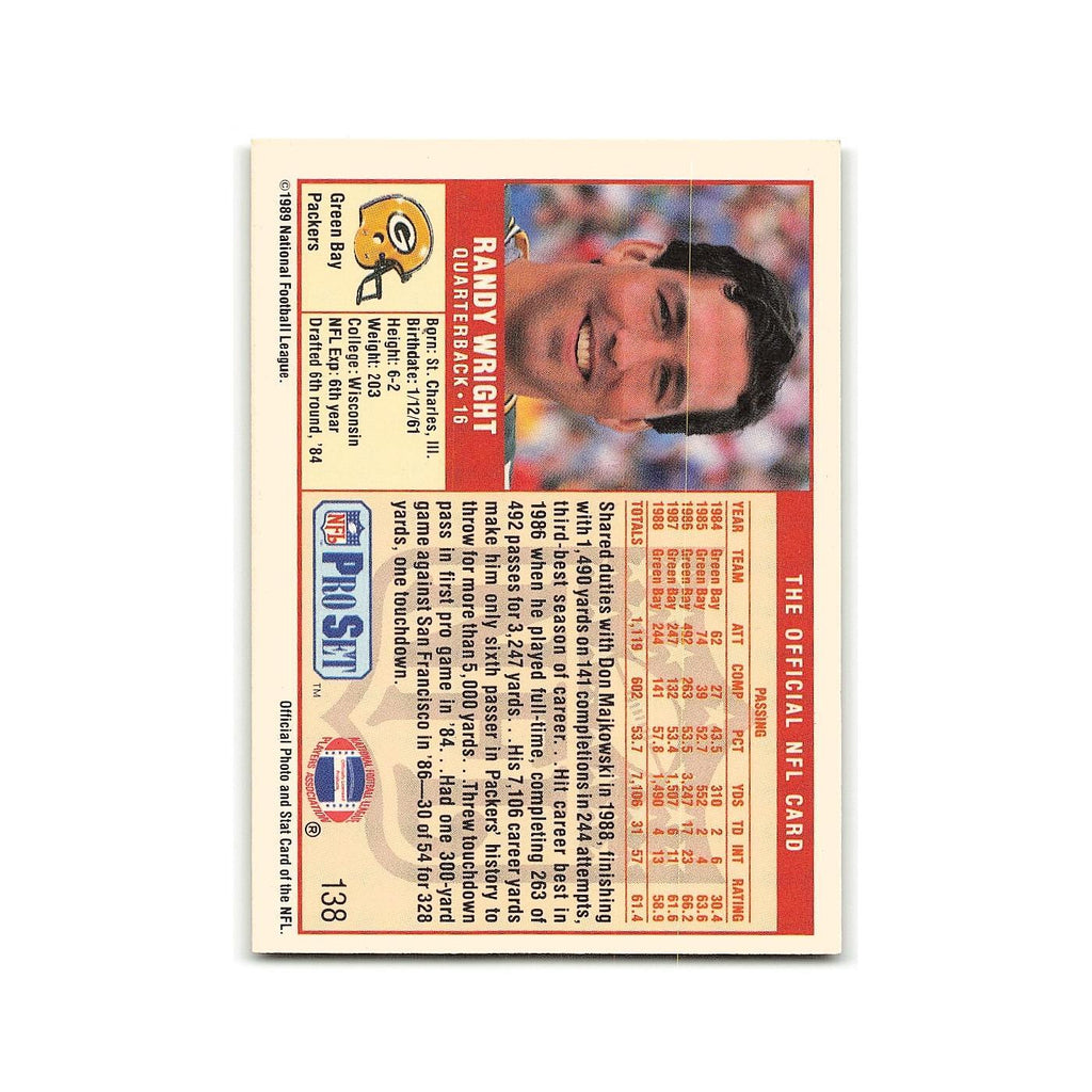 Randy Wright 1989 Pro Set #138 Green Bay Packers Football Card NM