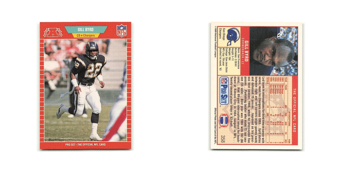 Gill Byrd 1989 Pro Set #358 San Diego Chargers Football Card NM