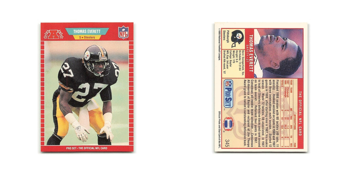 Thomas Everett 1989 Pro Set #345 Pittsburgh Steelers Football Card NM
