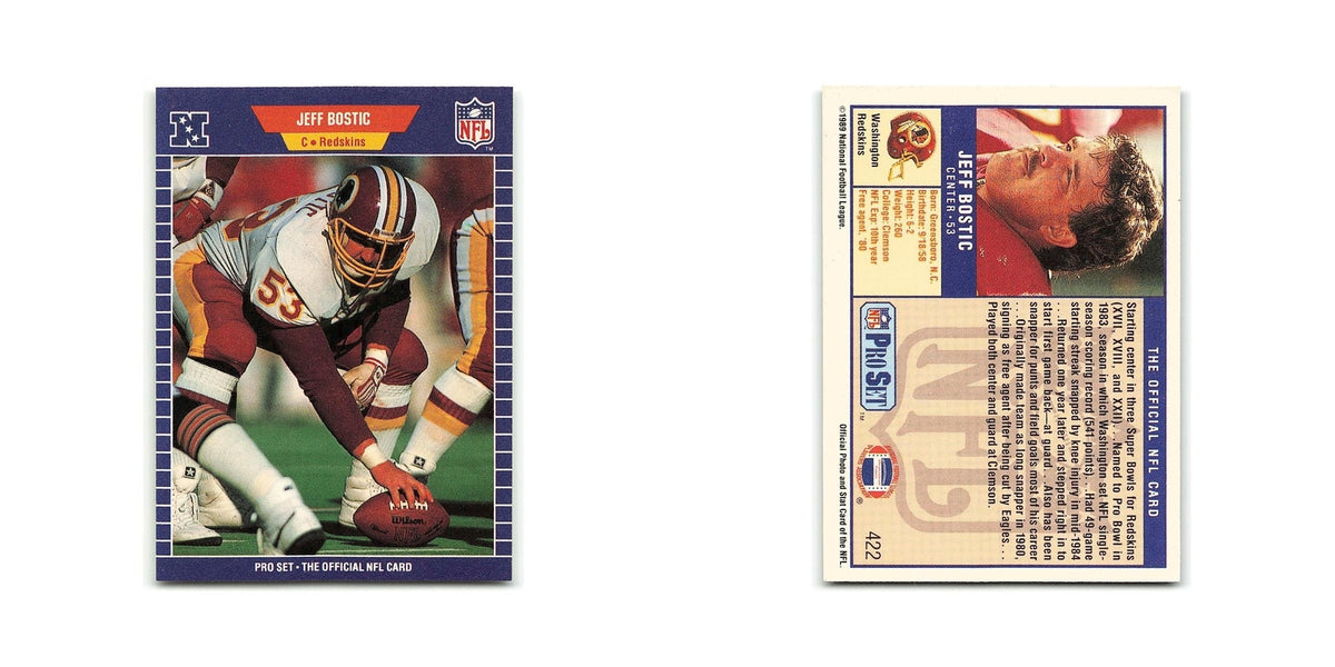 Jeff Bostic 1989 Pro Set #422 Washington Redskins Football Card NM