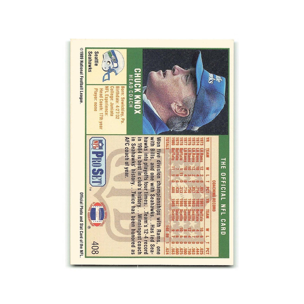 Chuck Knox 1989 Pro Set #408 Seattle Seahawks Football Card NM