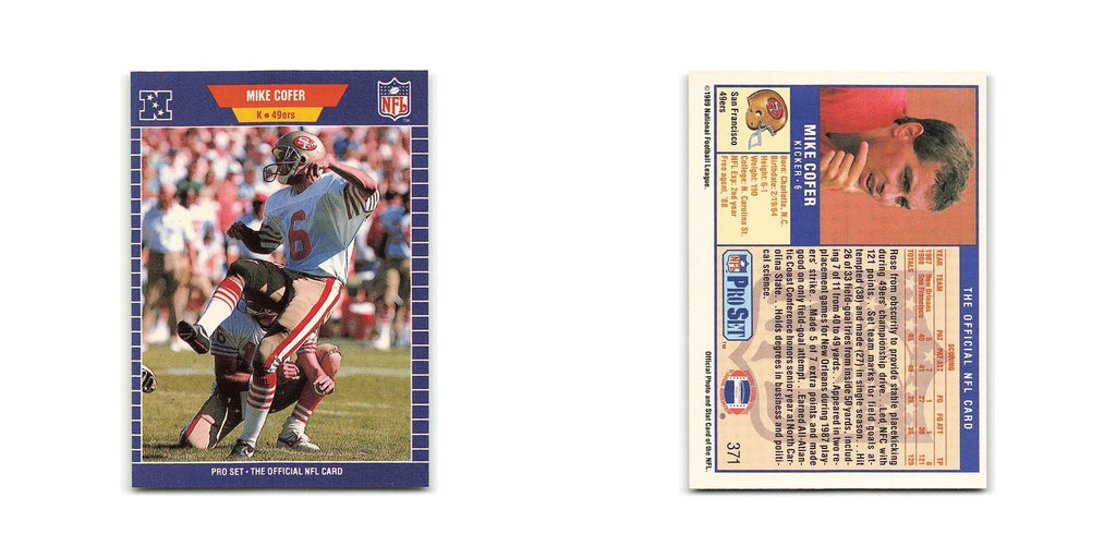 Mike Cofer 1989 Pro Set #371 San Francisco 49ers Football Card NM