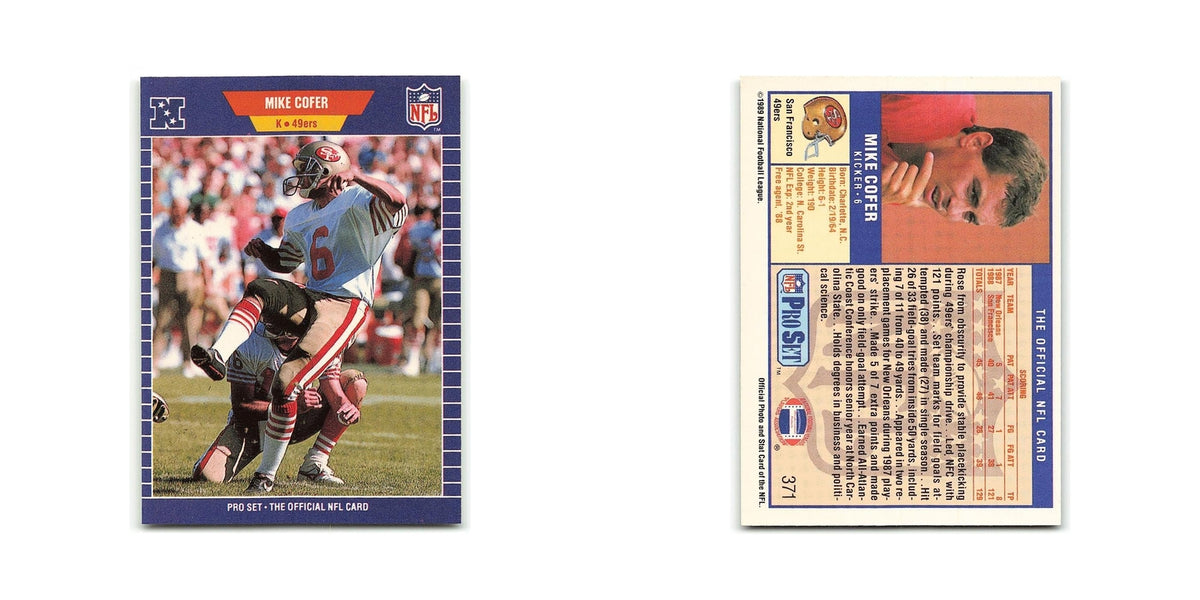 Mike Cofer 1989 Pro Set #371 San Francisco 49ers Football Card NM