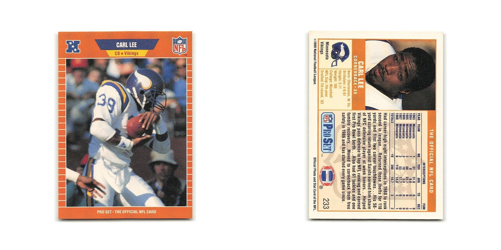 Carl Lee 1989 Pro Set #233 Minnesota Vikings Football Card NM