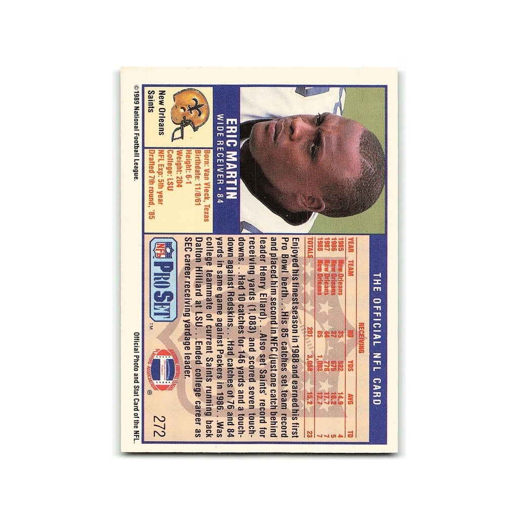 Eric Martin 1989 Pro Set #272 New Orleans Saints Football Card NM