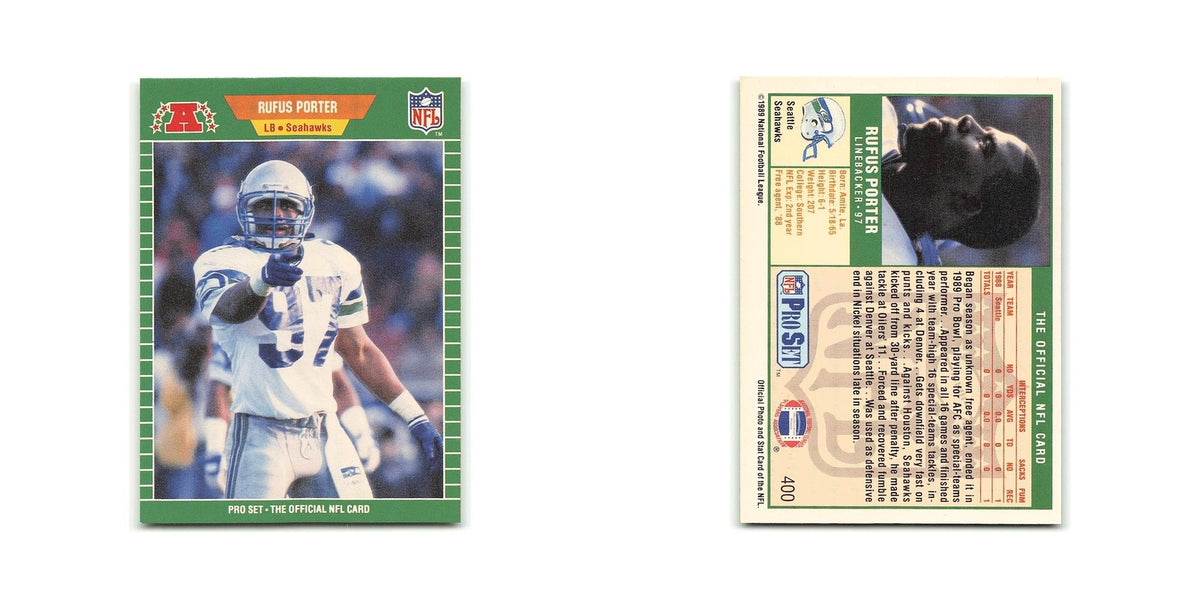 Rufus Porter Rookie 1989 Pro Set #400 Seattle Seahawks Football Card NM