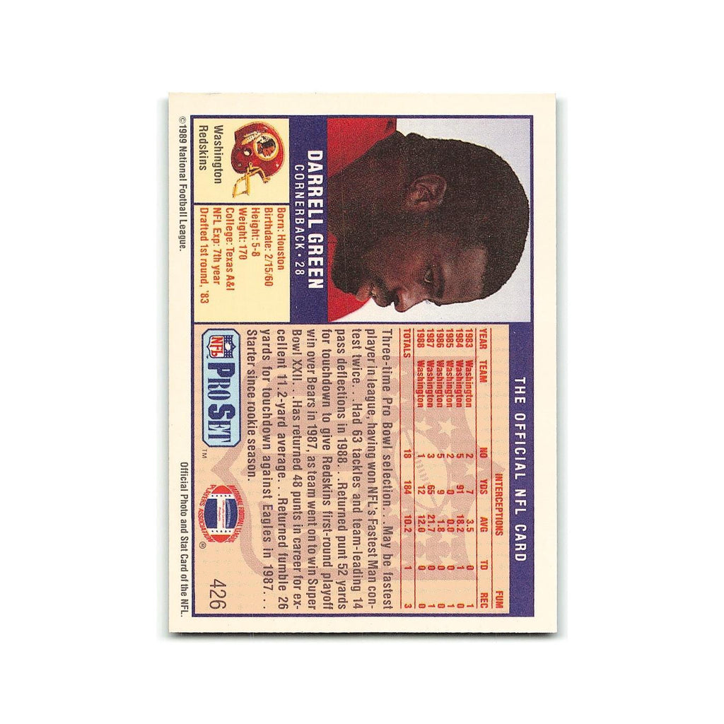 Darrell Green 1989 Pro Set #426 Washington Redskins Football Card NM