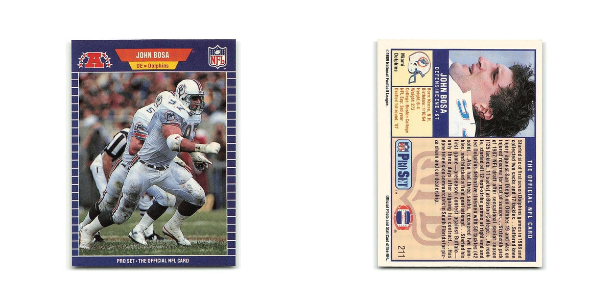 John Bosa 1989 Pro Set #211 Miami Dolphins Football Card NM