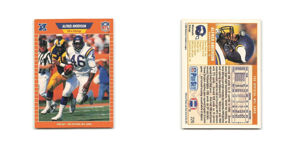 Alfred Anderson 1989 Pro Set #226 Minnesota Vikings Football Card NM