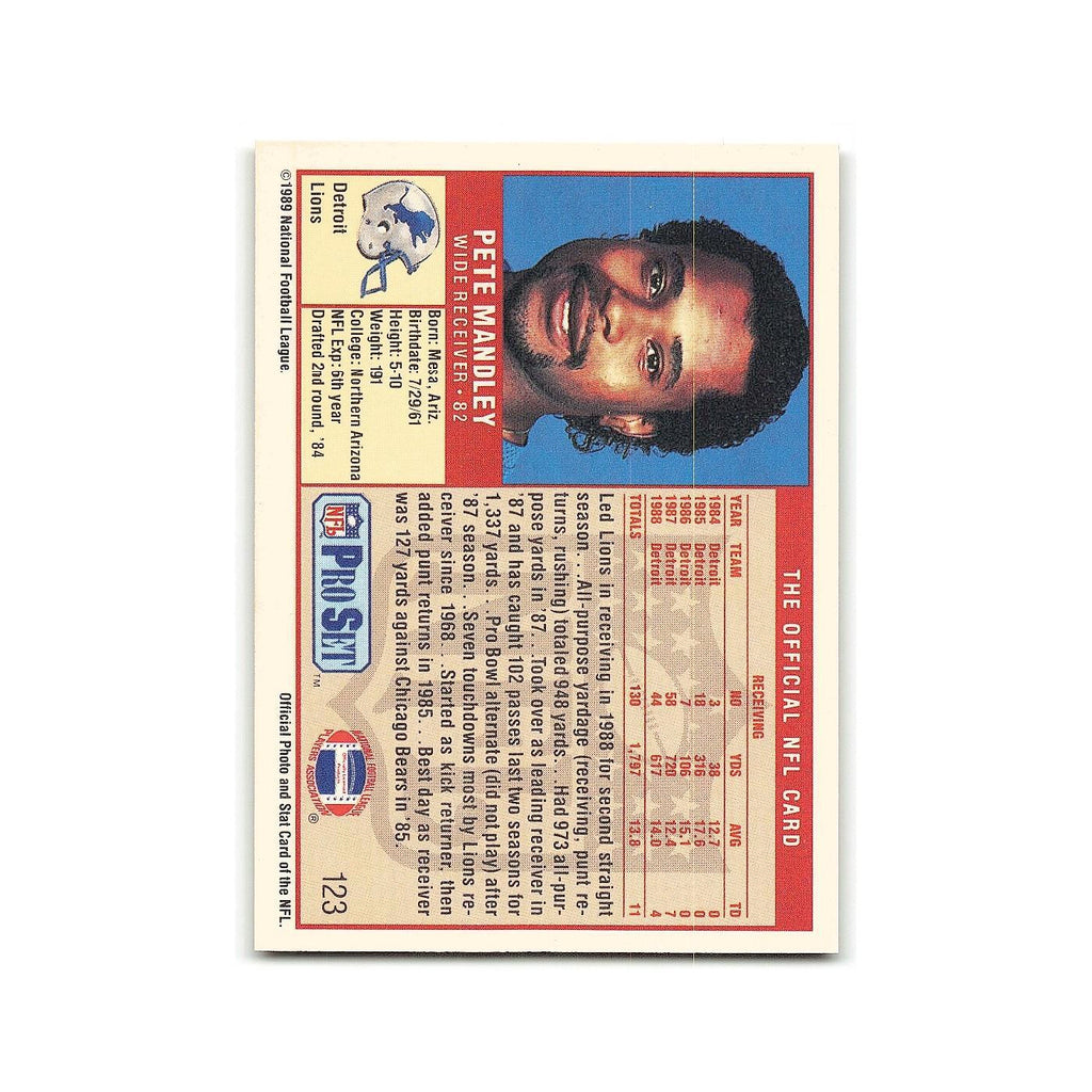 Pete Mandley 1989 Pro Set #123 Detroit Lions Football Card NM