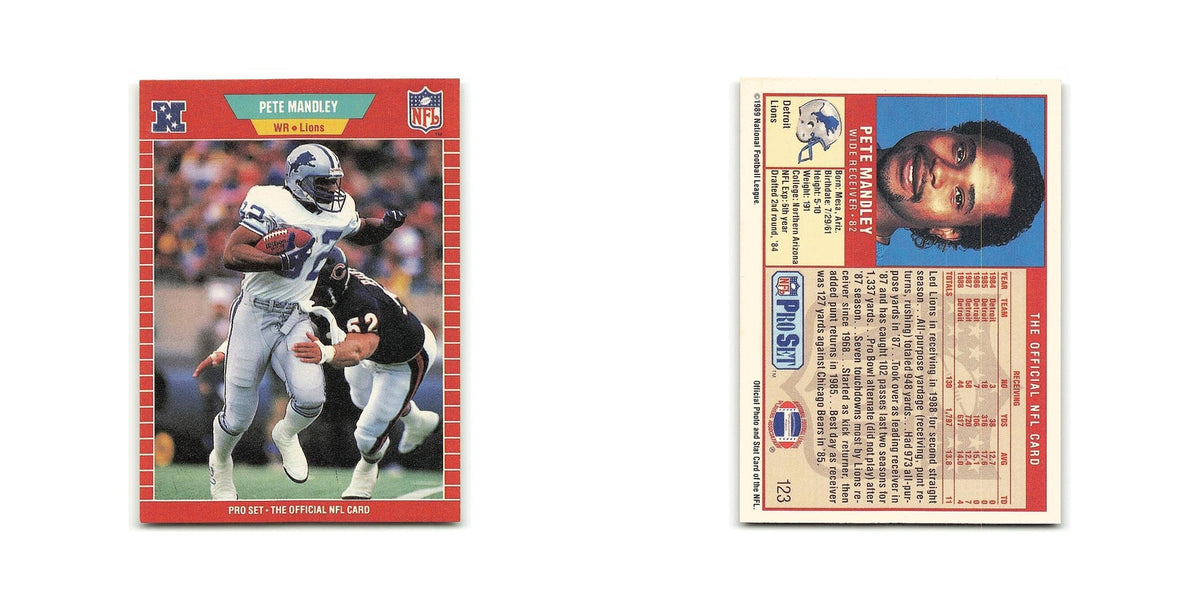 Pete Mandley 1989 Pro Set #123 Detroit Lions Football Card NM