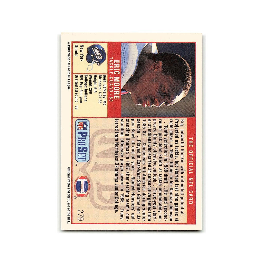 Eric Moore 1989 Pro Set #279 New York Giants Football Card NM