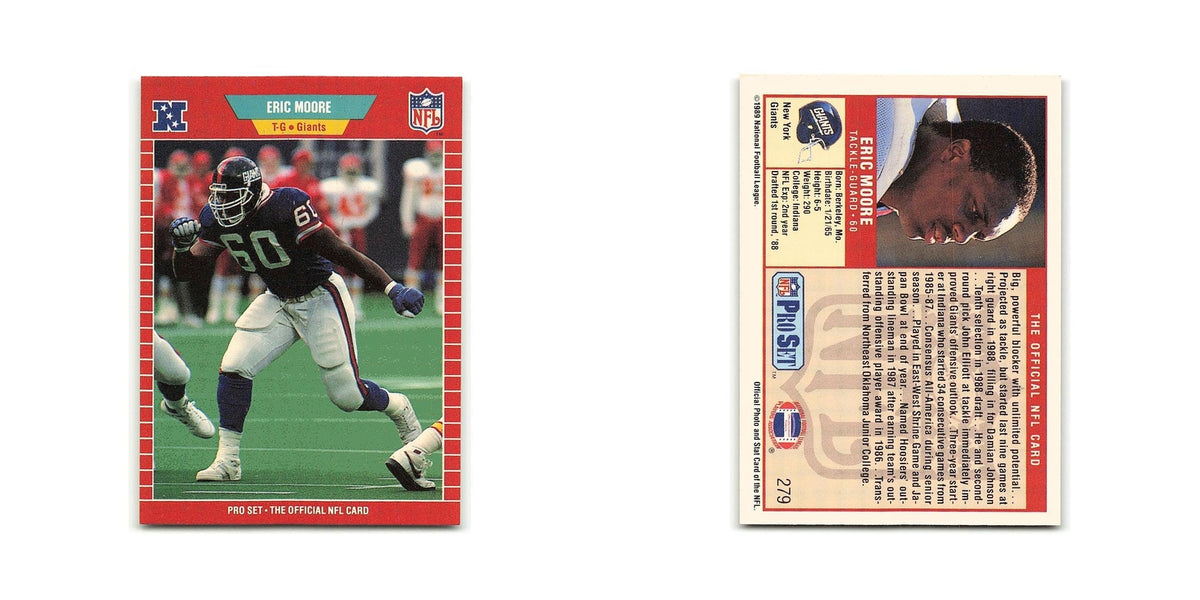 Eric Moore 1989 Pro Set #279 New York Giants Football Card NM