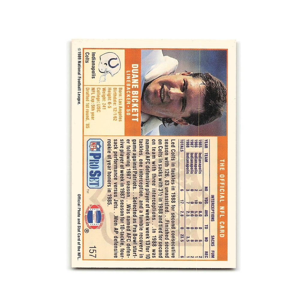 Duane Bickett 1989 Pro Set #157 Indianapolis Colts Football Card NM